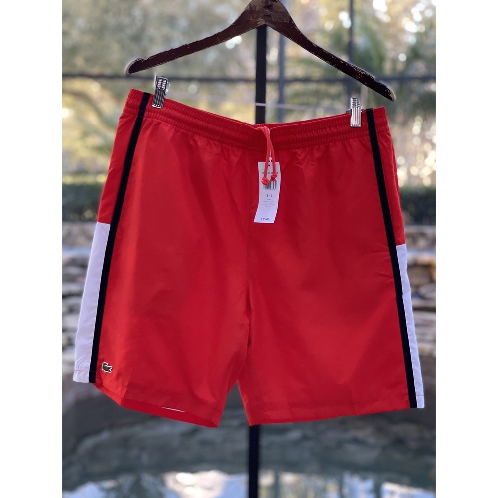 Lacoste Colourblock Tennis Shorts XXL Red/White/Black 8" Men's Activewear